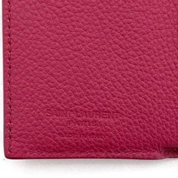 🦋YSL •Saint Laurent Trifold Compact Mini Wallet Pink Leather - Picture 12 of 13